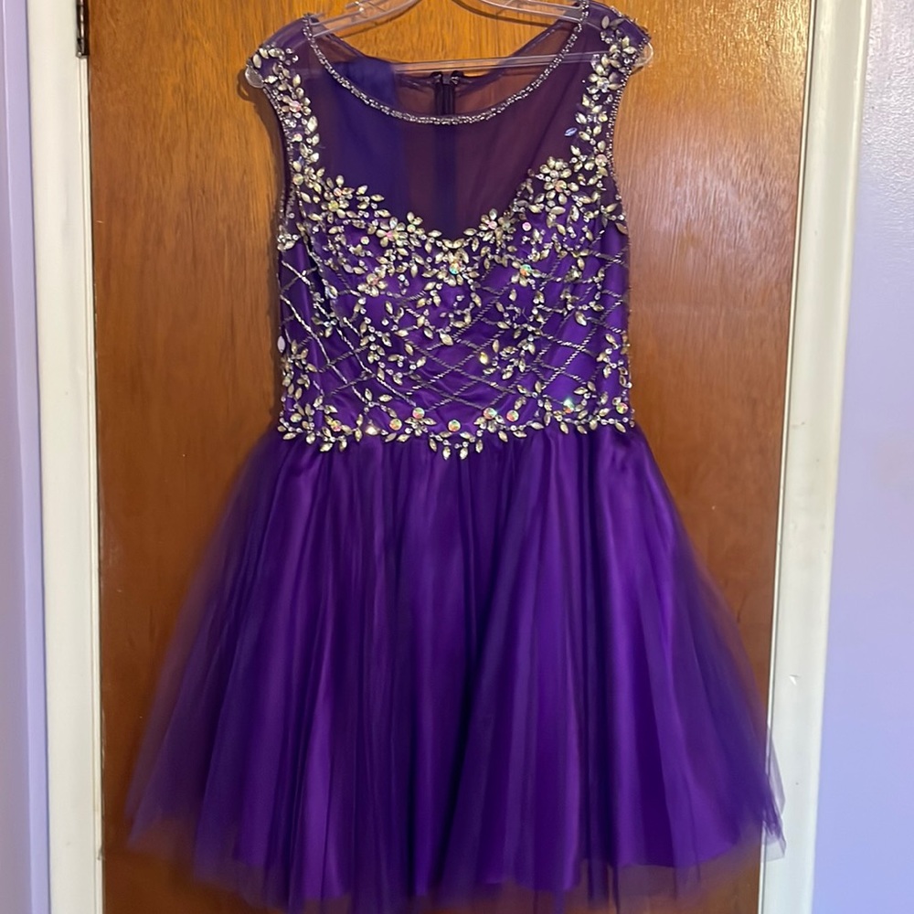 Rianna Couture short purple prom style dress